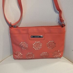 Nine West Orange Crossbody Bag with Cutout Design